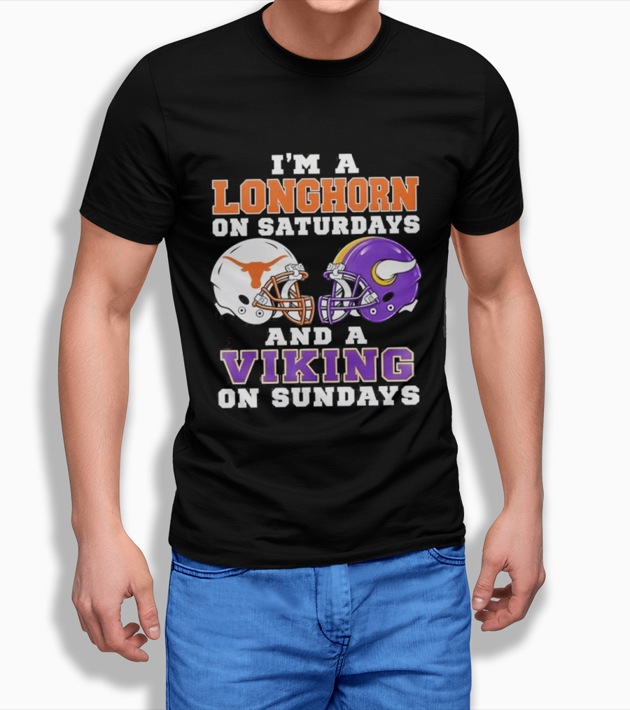 I'm A Longhorn On Saturdays And A Viking On Sundays Football Helmets T-Shirt
