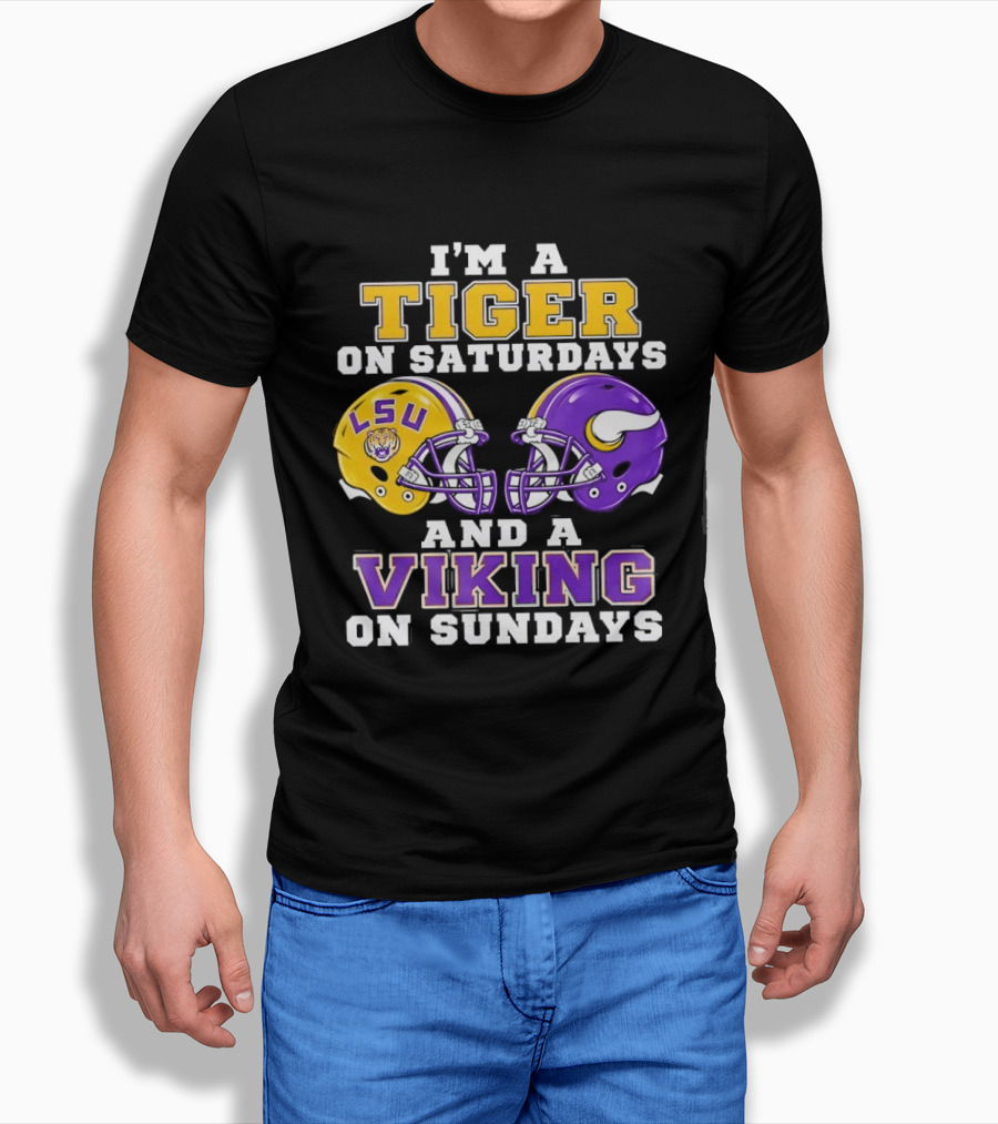 LSU Tiger Saturdays And Viking Sundays Football Fan T-Shirt