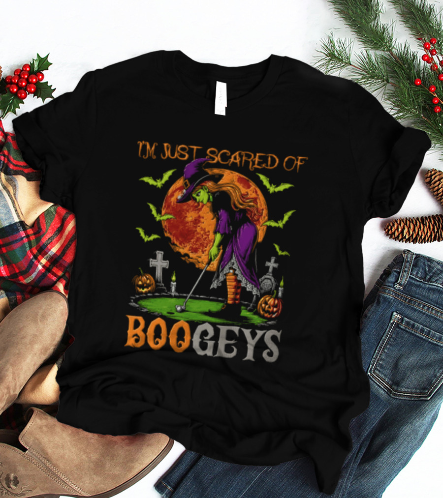 I'm Just Scared Of Bogeys Halloween Golf Witch Graveyard T-Shirt