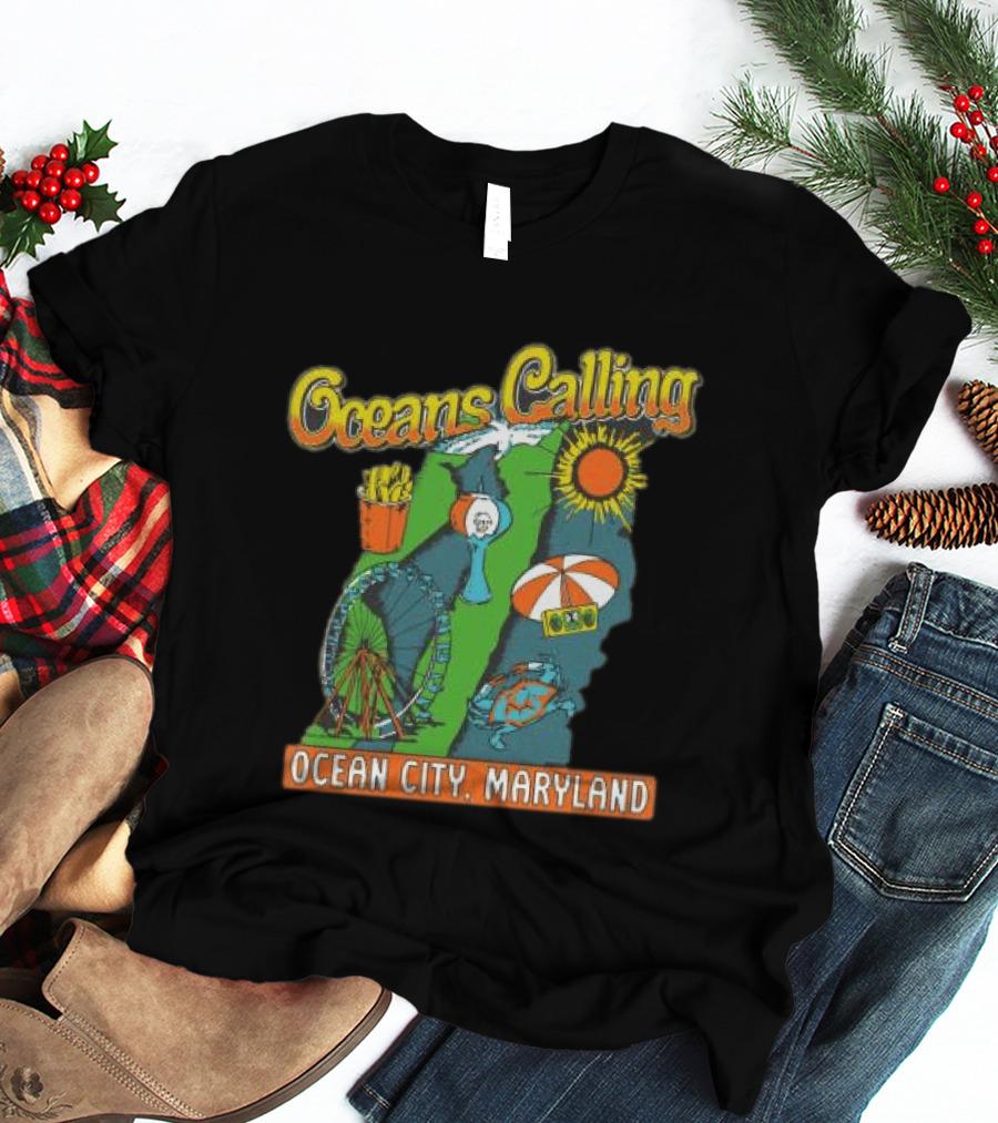 Oceans Calling Ocean City Maryland Festival Map Lineup T-Shirt