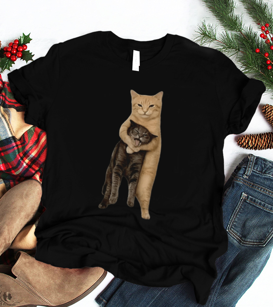Orange Cat Hugging Grey Cat T-Shirt