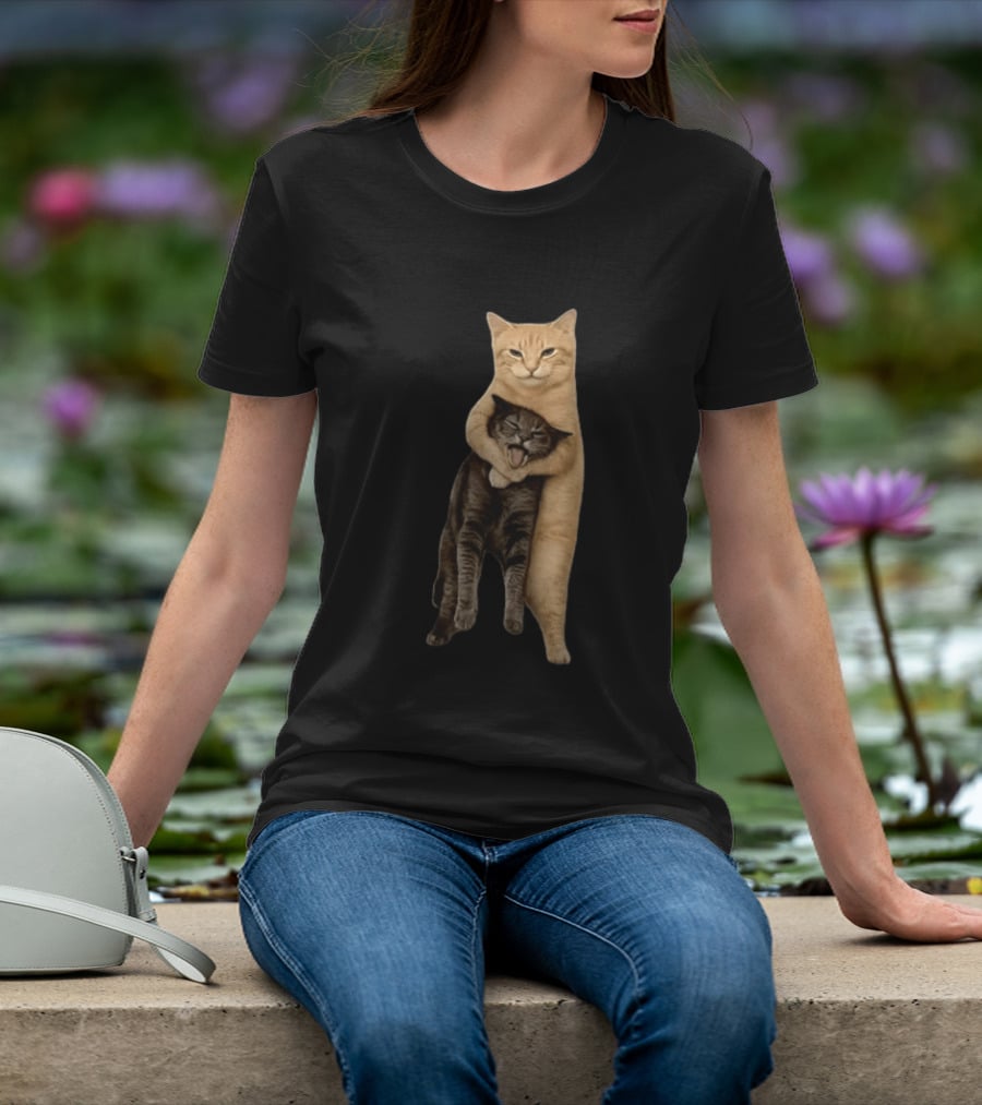 Orange Cat Hugging Grey Cat T-Shirt