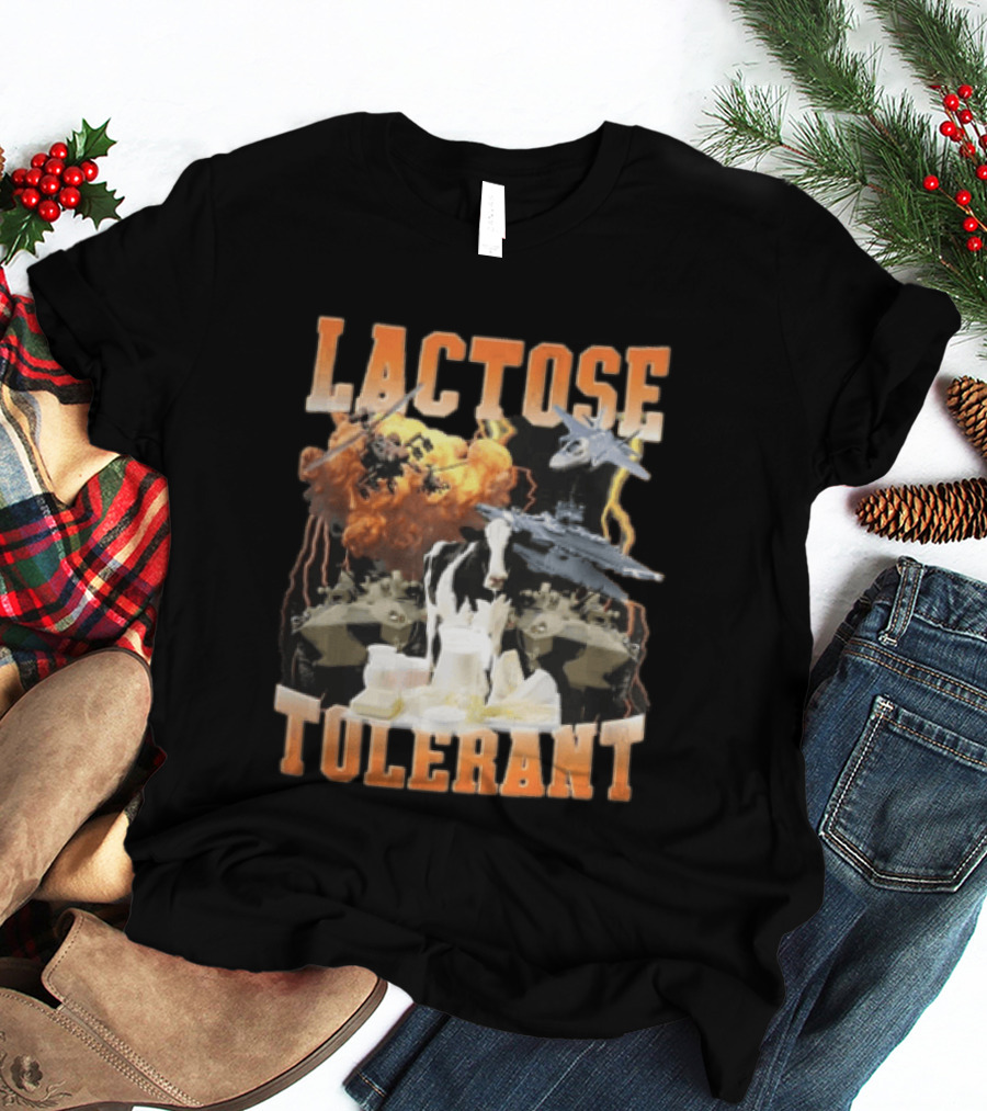 Lactose Tolerant Cow With Military Vehicles And Explosions T-Shirt