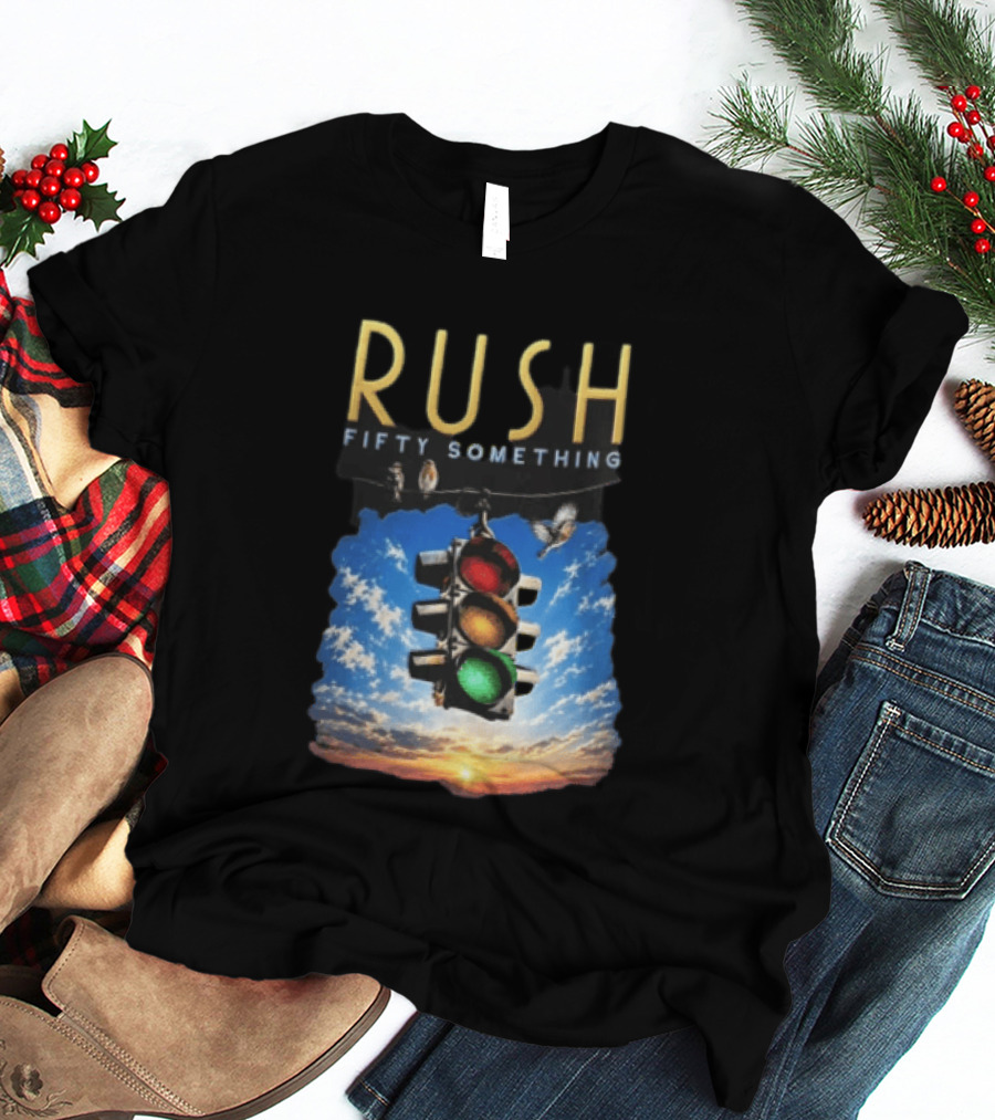 Rush Fifty Something Traffic Light Birds Blue Sky Sunset T-Shirt