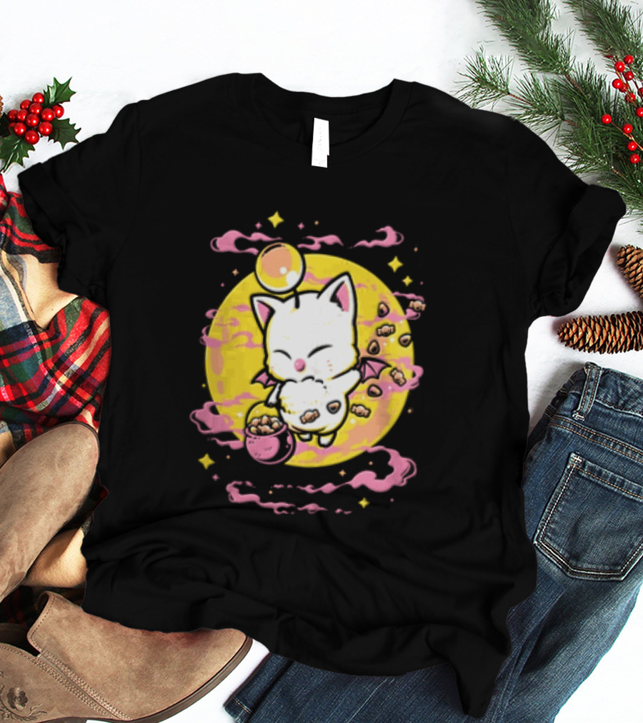 Moogle Cute Character With Candy Bucket And Glowing Yellow T-Shirt