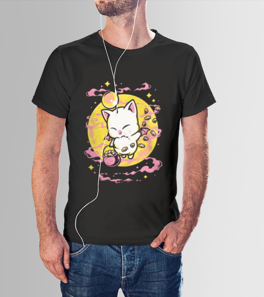 Moogle Cute Character With Candy Bucket And Glowing Yellow T-Shirt