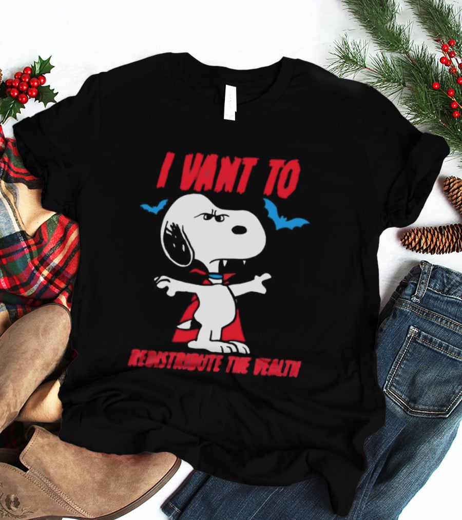 Snoopy I Vant To Redistribute The Wealth Vampire Cape And Bats T-Shirt