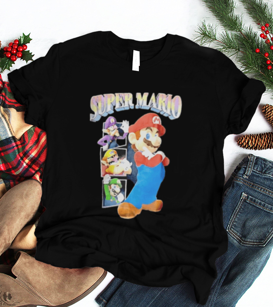 Super Mario With Luigi Wario And Waluigi Characters T-Shirt