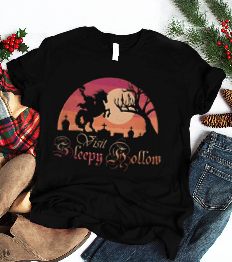 Visit Sleepy Hollow Headless Horseman Graveyard Sunset T-Shirt
