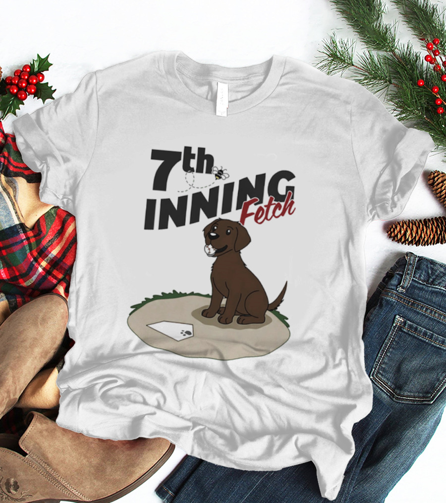 7th Inning Fetch Chocolate Lab Baseball Puppy T-Shirt