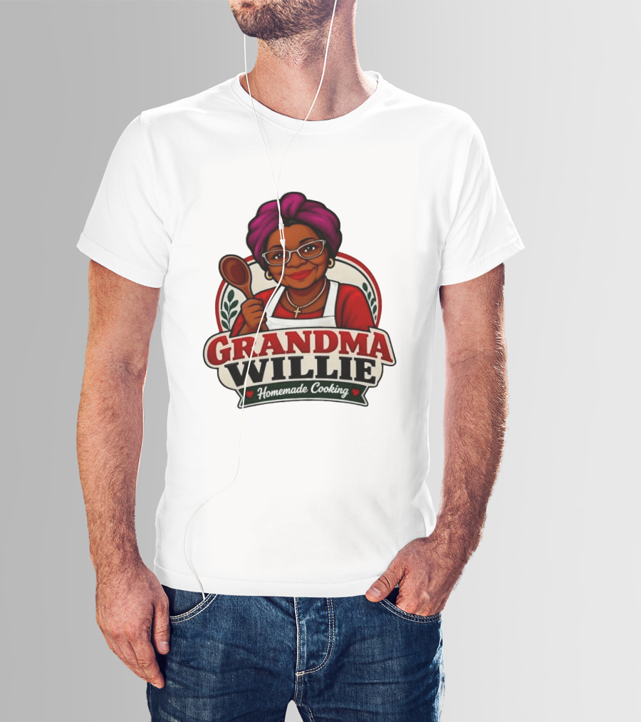 Grandma Willie Homemade Cooking Kitchen Apron Vector T-Shirt
