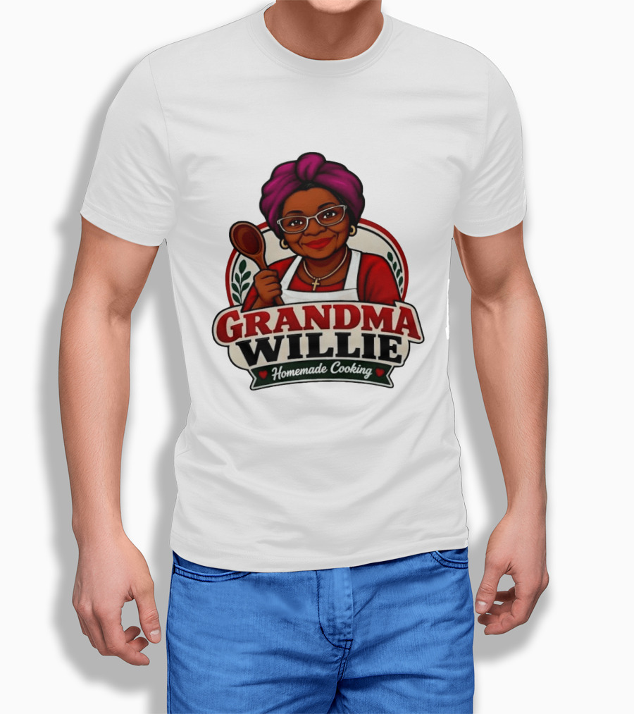 Grandma Willie Homemade Cooking Kitchen Apron Vector T-Shirt