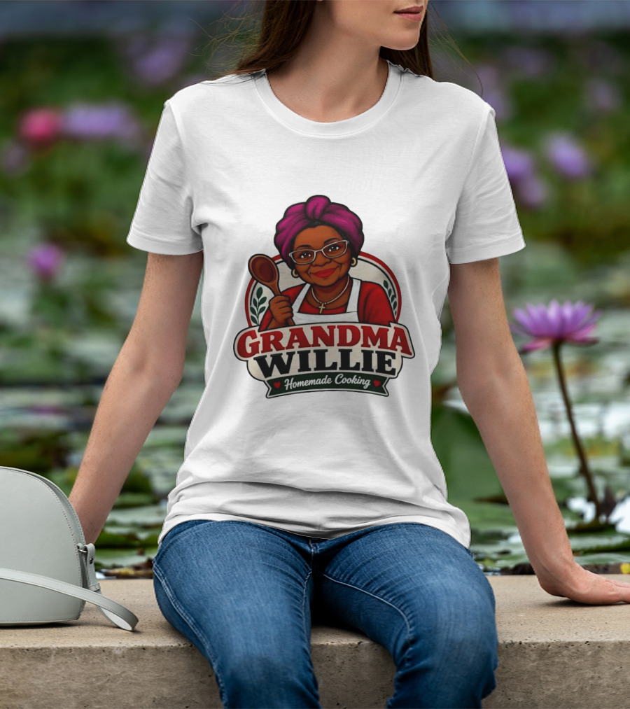 Grandma Willie Homemade Cooking Kitchen Apron Vector T-Shirt