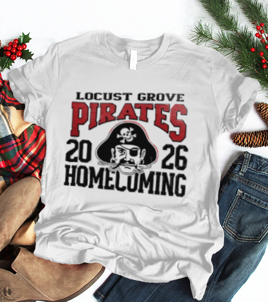 Locust Grove Pirates 2026 Homecoming Pirate Skull Eyepatch Sword T-Shirt