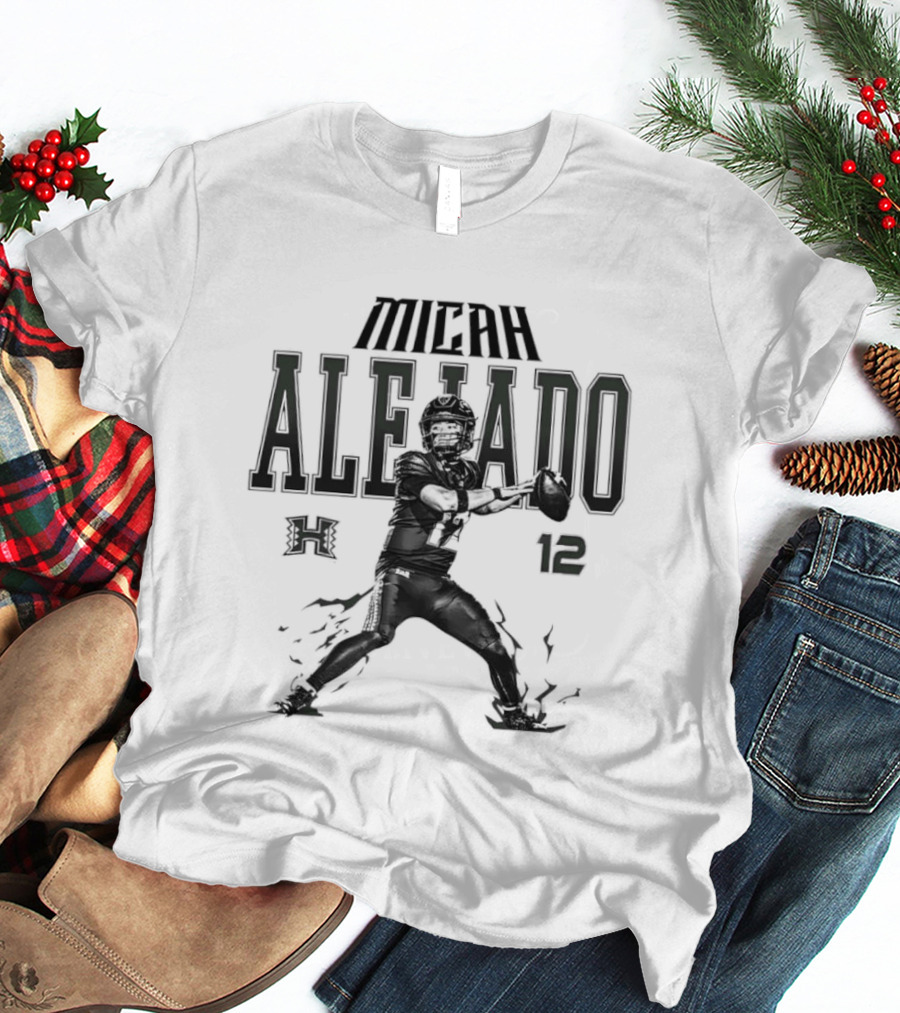 NCAA Football Micah Alejado No 12 Hawaii Rainbow Warriors Collage T-Shirt