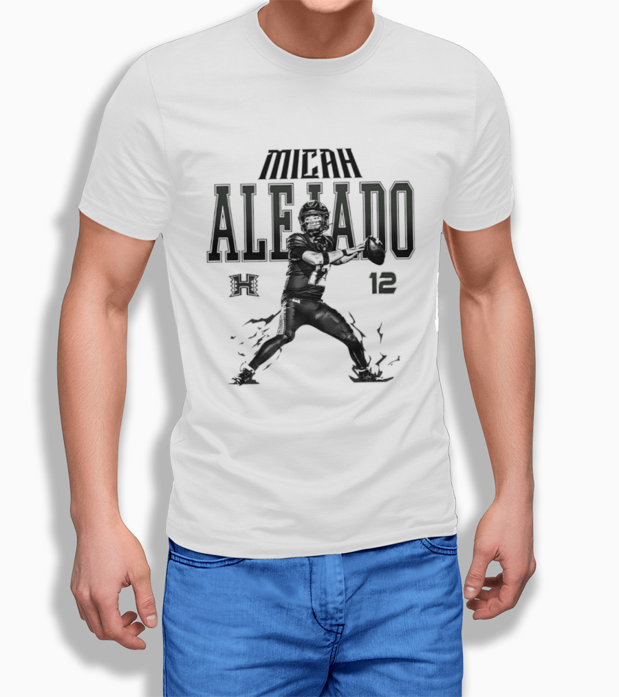 NCAA Football Micah Alejado No 12 Hawaii Rainbow Warriors Collage T-Shirt