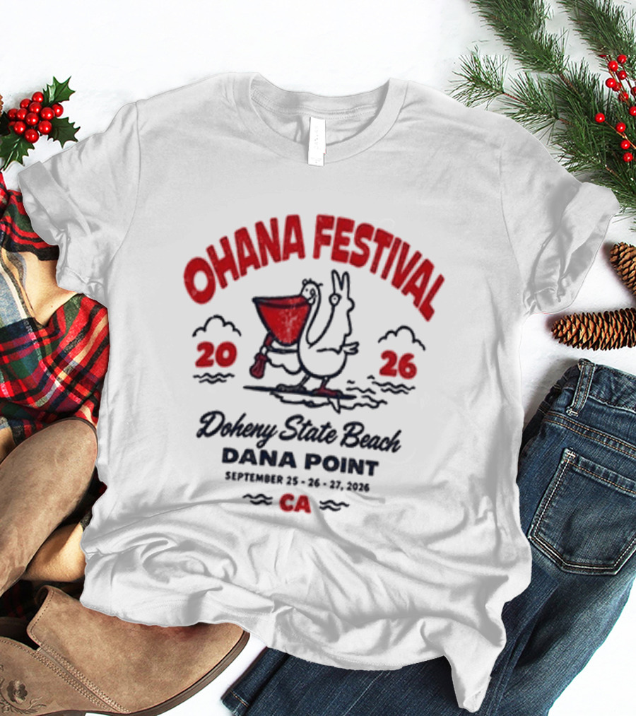 Ohana Festival 2026 Doheny State Beach Dana Point September 25 27 CA Surf Pelican T-Shirt