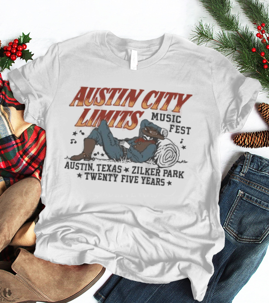 Austin City Limits Music Past, Present, And Future Texas Style Cowboy Lineup T-Shirt