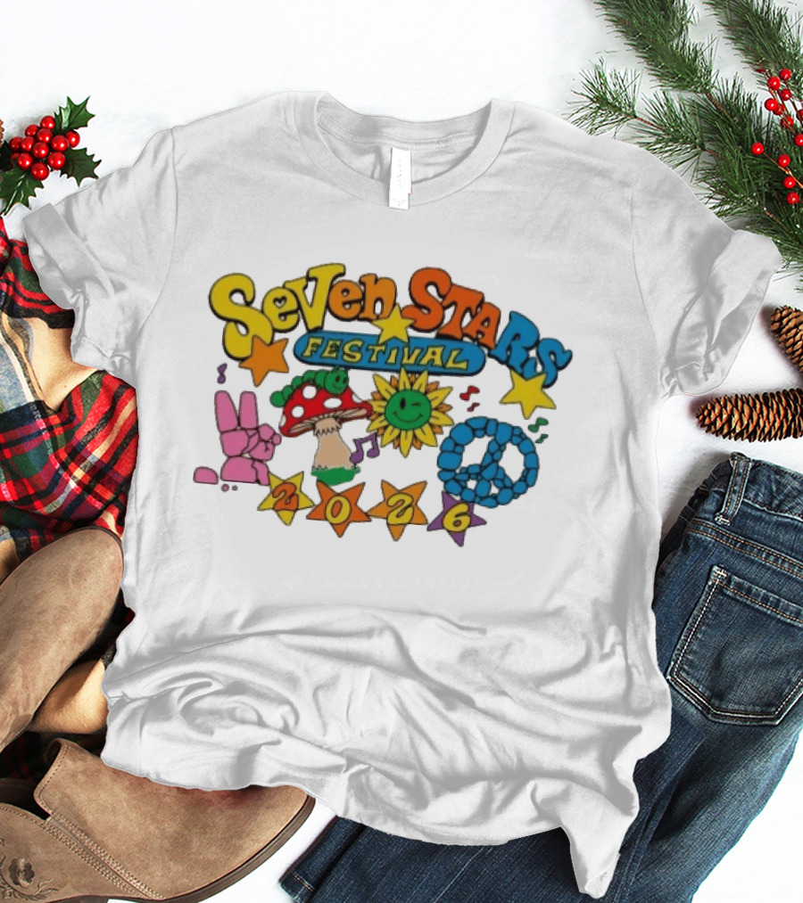 Seven Stars Festival 2026 Peace Mushroom Sun Music T-Shirt