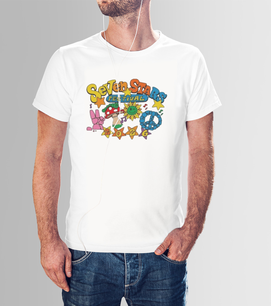 Seven Stars Festival 2026 Peace Mushroom Sun Music T-Shirt
