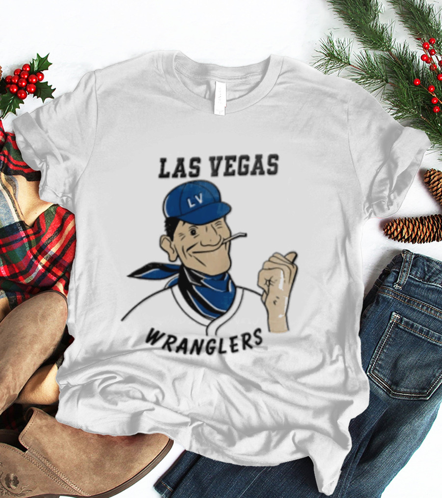 Las Vegas Wranglers Vintage Cartoon Character With Hat And Bandana T-Shirt