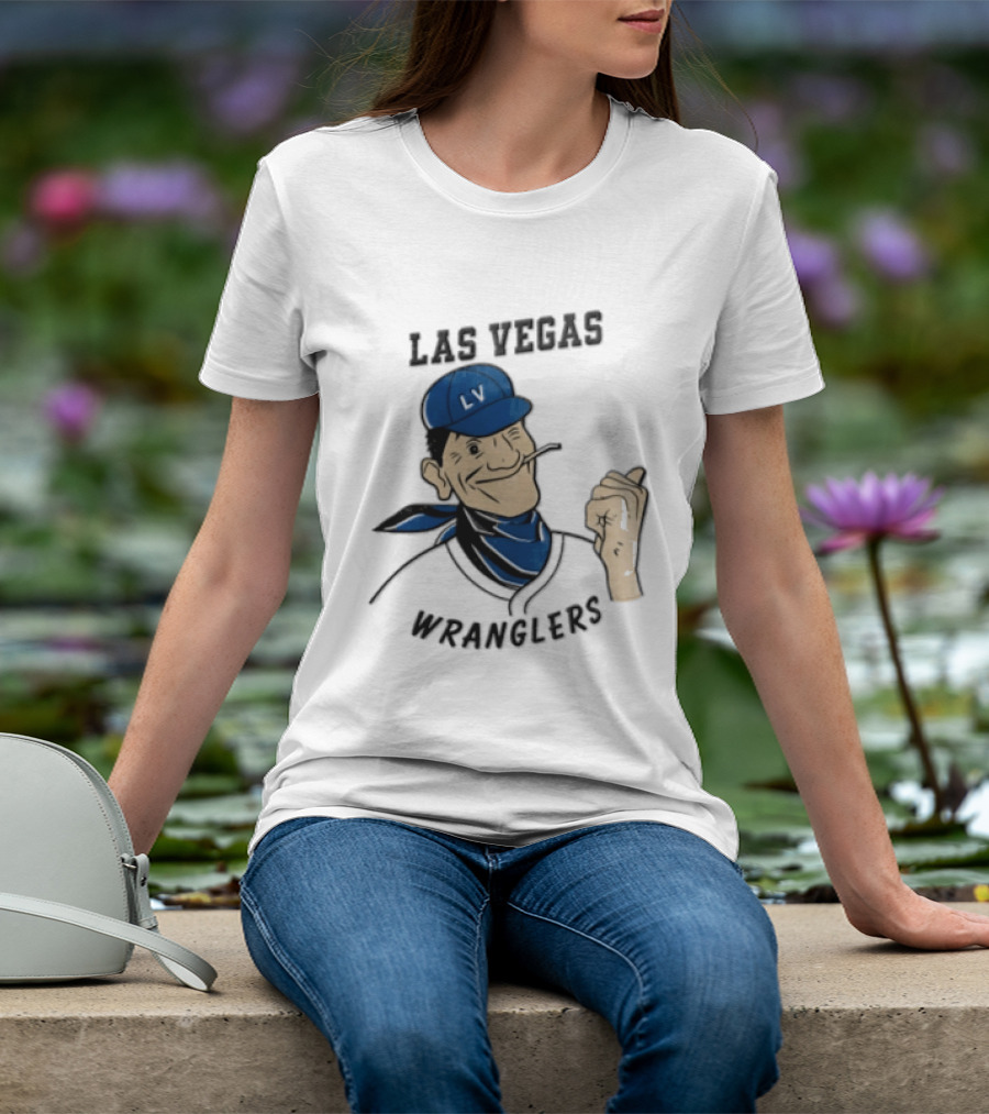 Las Vegas Wranglers Vintage Cartoon Character With Hat And Bandana T-Shirt