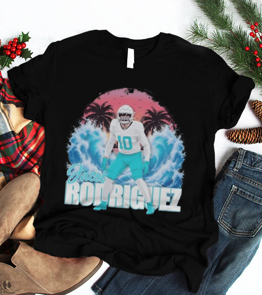Jacob Rodriguez Miami Dolphins Tidal Wave Football Player Tropical T-Shirt
