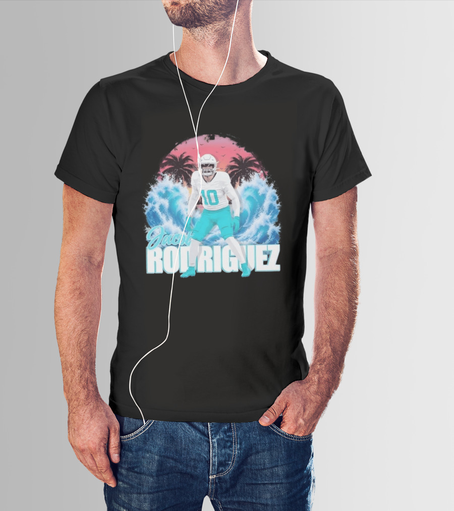 Jacob Rodriguez Miami Dolphins Tidal Wave Football Player Tropical T-Shirt