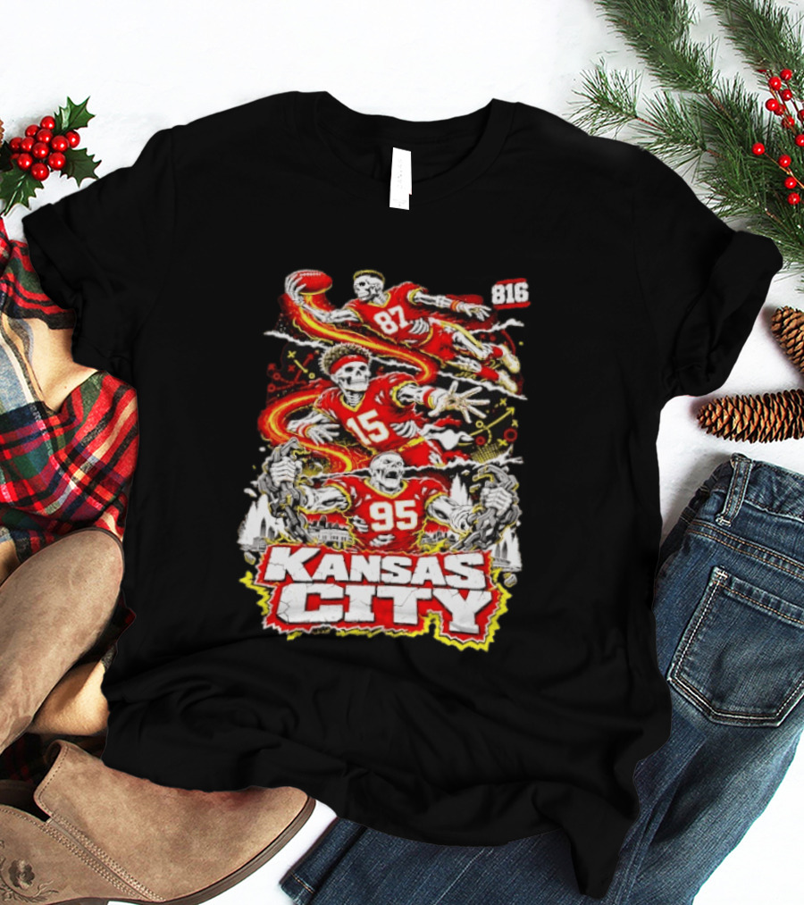 Kansas City Chiefs Skeleton Players Halloween 87 95 15 816 T-Shirt