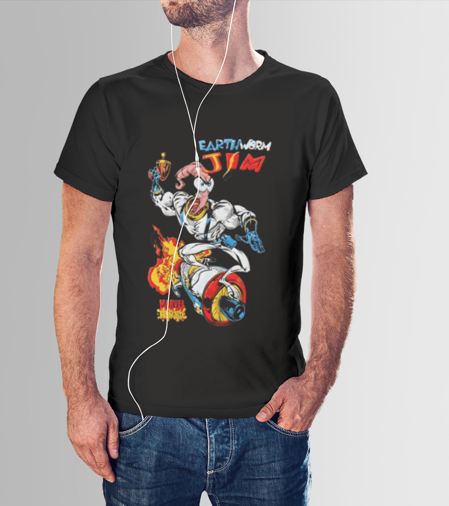 Earthworm Jim Marvel Absurd Dynamic Action Scene T-Shirt