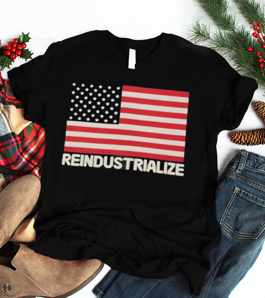 Reindustrialize United States Flag Stars And Stripes T-Shirt