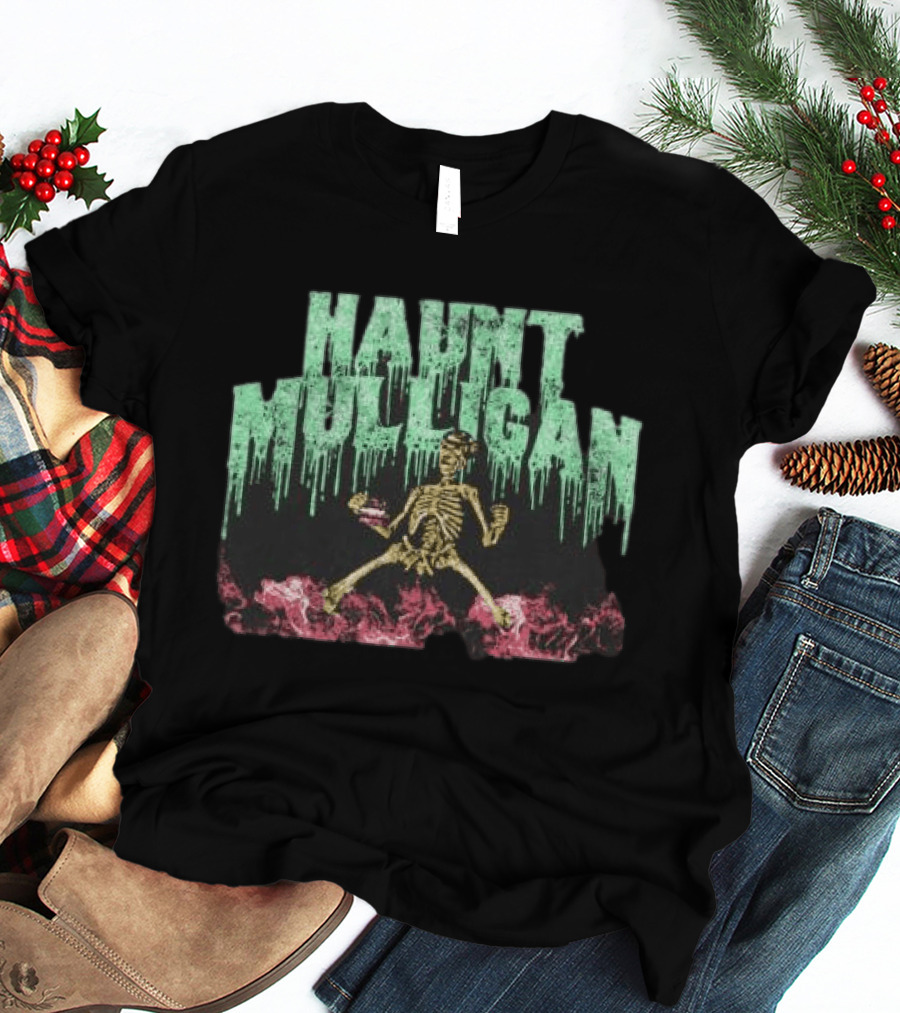 Halloween Skeleton Hot Mulligan Dripping Text Pink Smoke T-Shirt