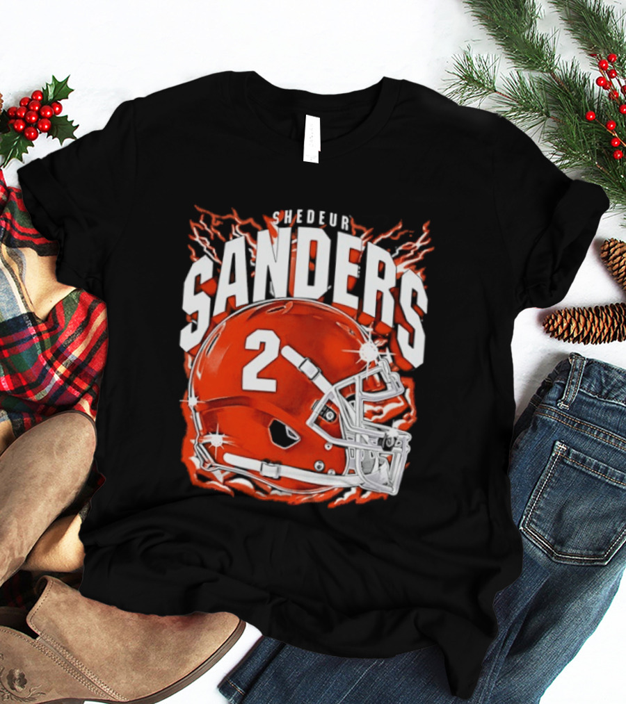 Shedeur Sanders Number 2 Cleveland Browns Helmet T-Shirt