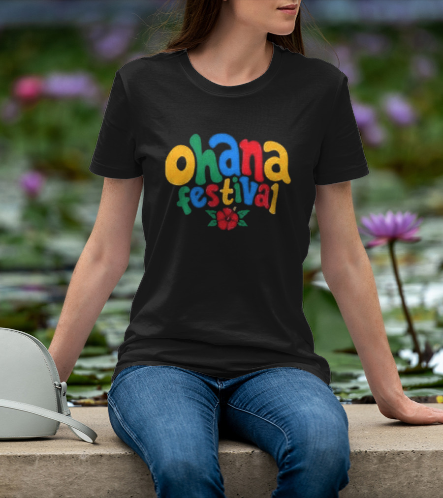 Ohana Festival Colorful Text With Flower T-Shirt