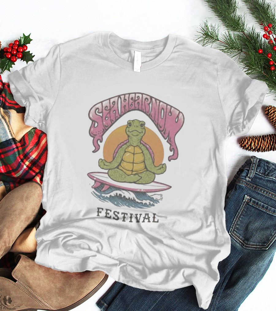 Sea Hear Now Festival September 19 & 20 2026 Asbury Park New Jersey Turtle Surfing Waves T-Shirt