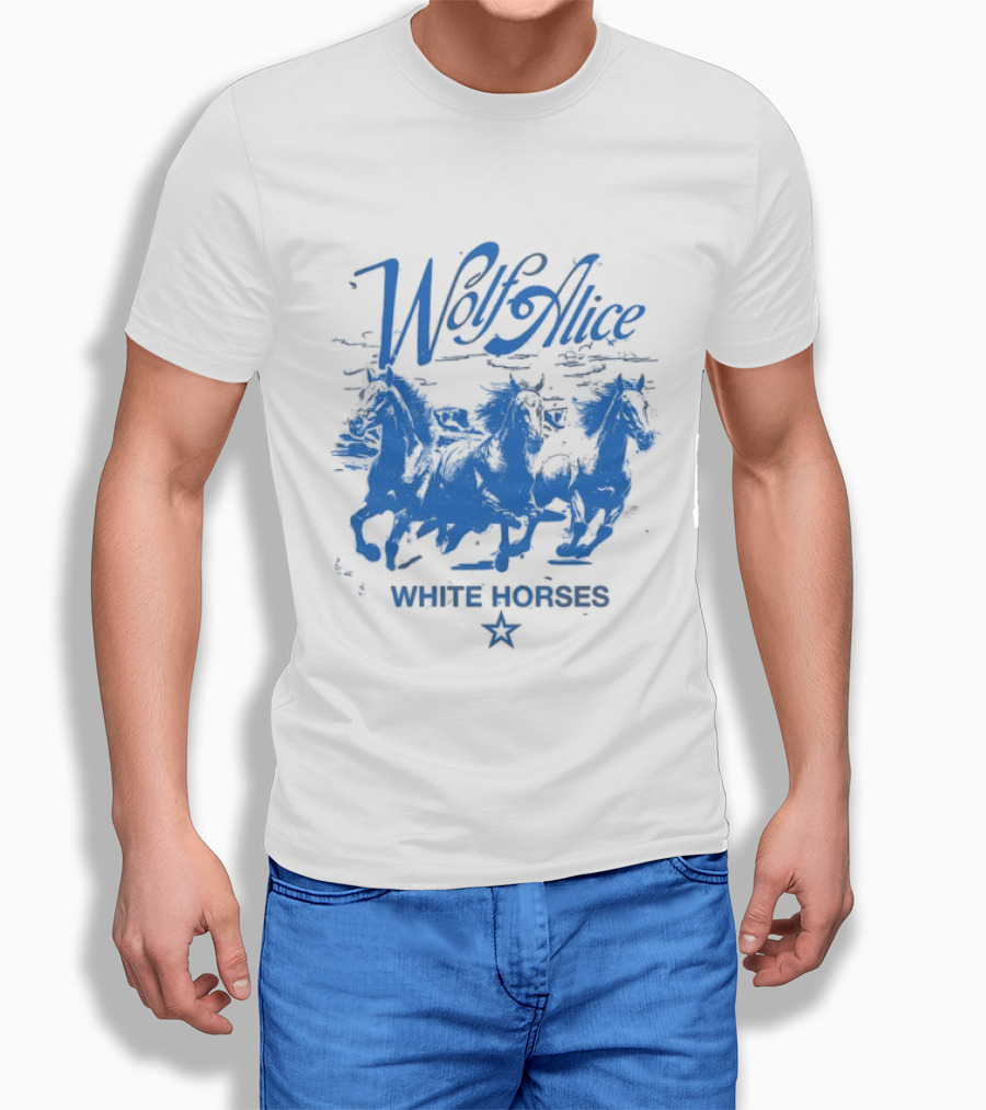 Wolf Alice Blue White Horses Star T-Shirt
