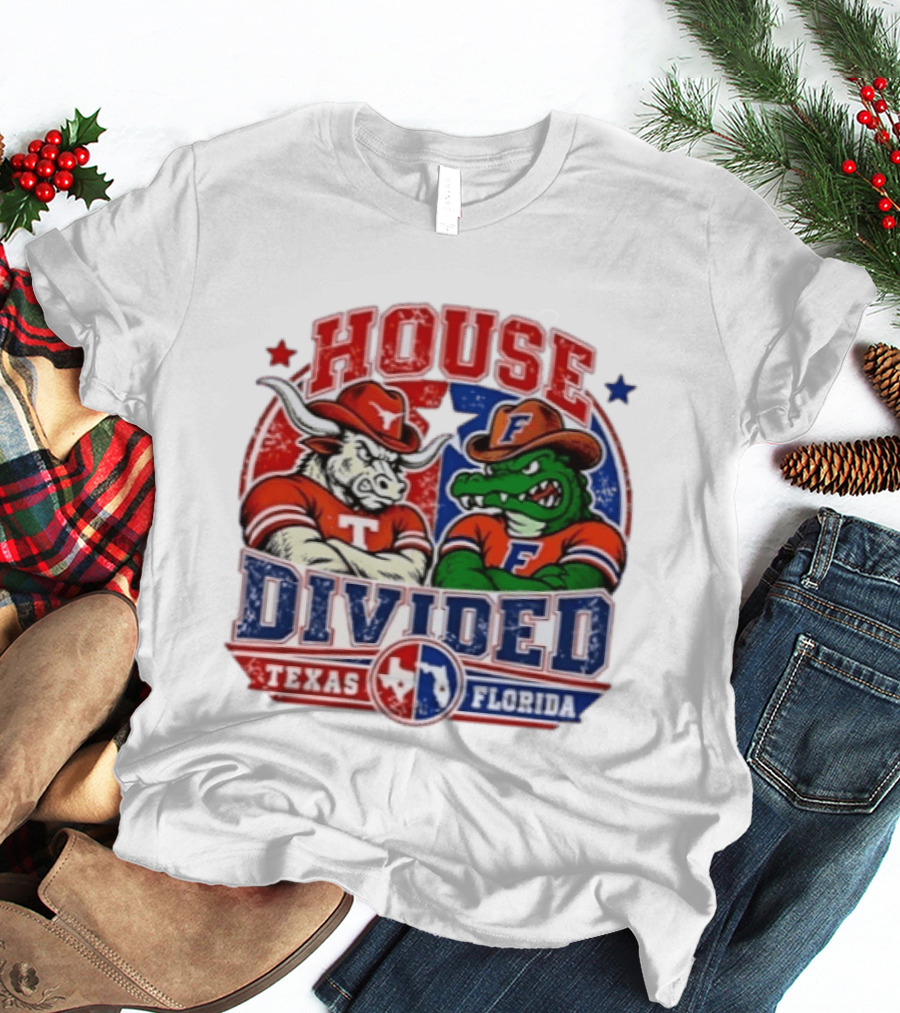 House Divided Texas Florida Longhorns Gators Rivalry Football T-Shirt