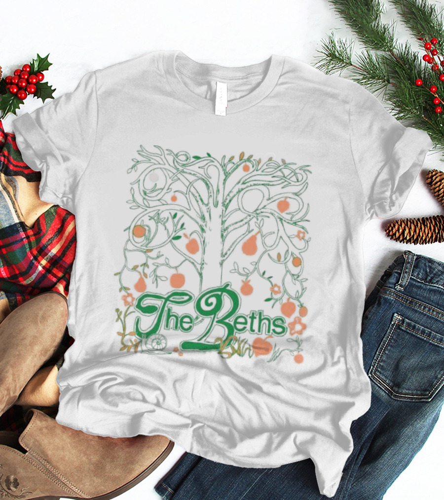 The Beths Fruit Tree Art Green Orange T-Shirt