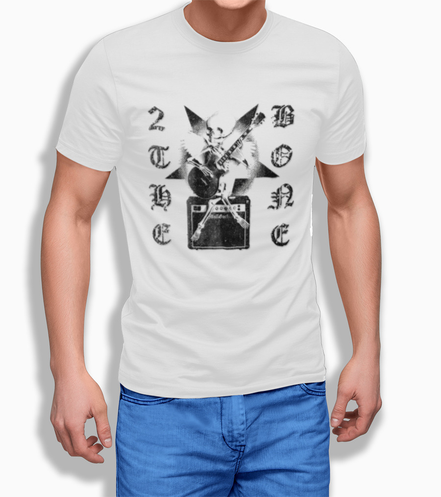 To The Bone Winged Skeleton Playing Guitar On Amplifier T-Shirt