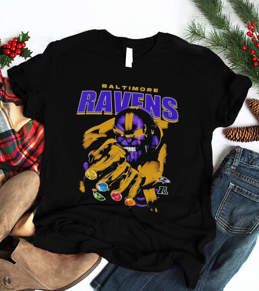 Baltimore Ravens Thanos Gauntlet Infinity Stones AFC T-Shirt