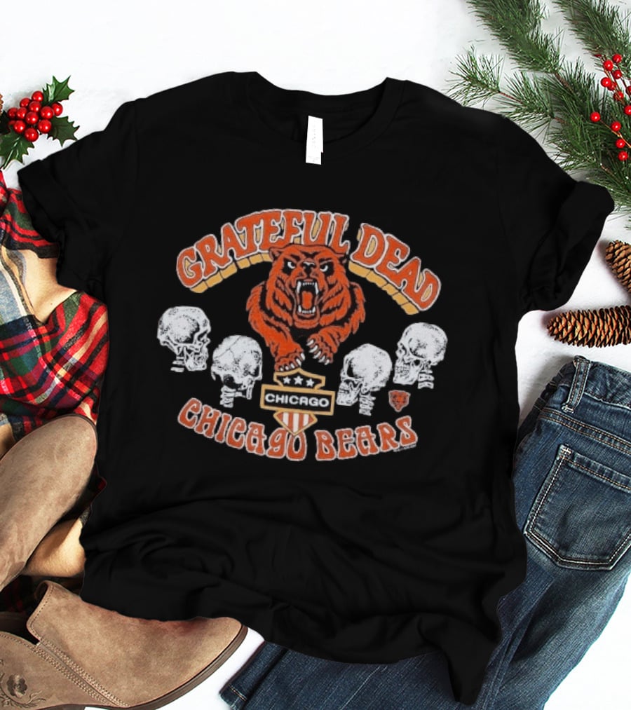 Grateful Dead Chicago Bears Skulls Collaboration T-Shirt