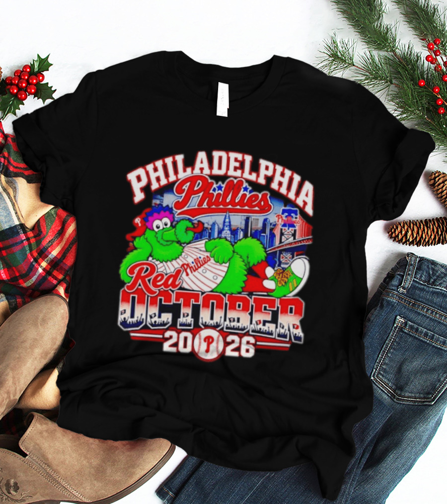 Philadelphia Phillies Red October 2026 MLB Postseason Phillies Phanatic Skyline T-Shirt