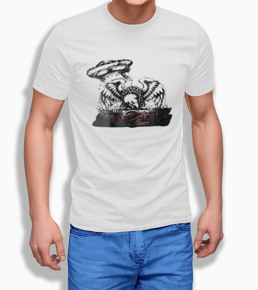 Eagle Spreading Wings With UFO Above T-Shirt