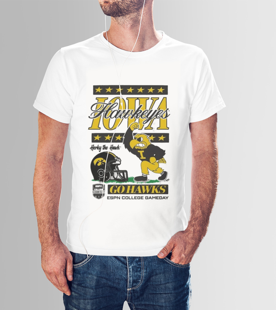 Iowa Hawkeyes Herky The Hawk Go Hawks ESPN College Gameday T-Shirt