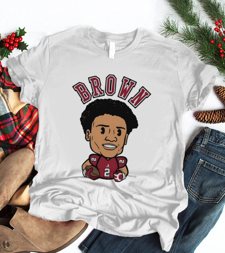 NCAA Football Alabama Crimson Tide Number 2 Brown Caricature T-Shirt