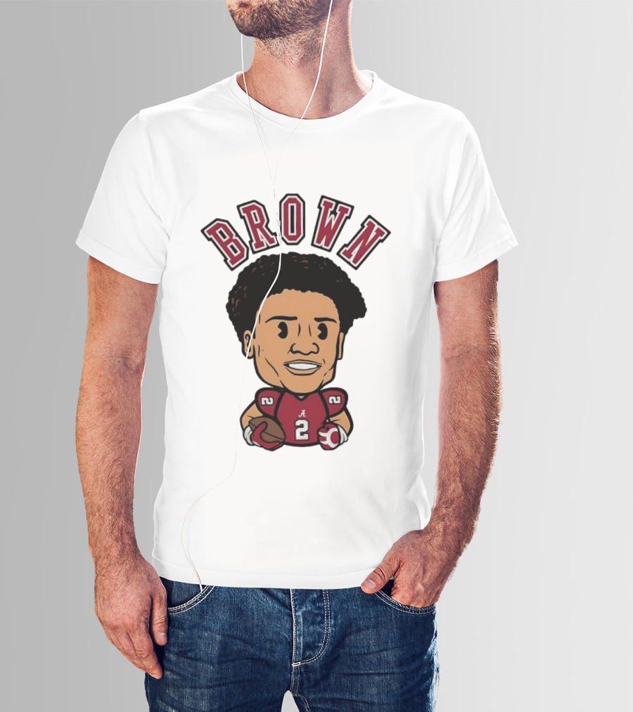 NCAA Football Alabama Crimson Tide Number 2 Brown Caricature T-Shirt
