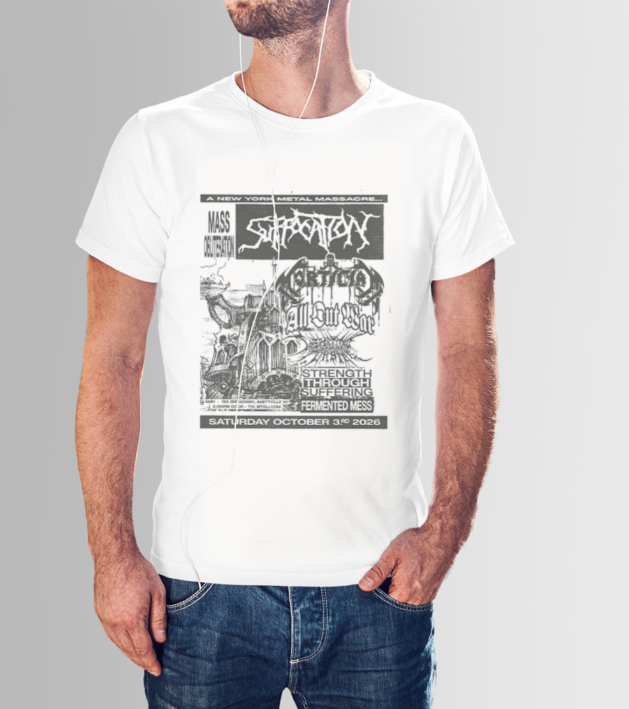 Original Suffocation Amityville New York Metal Massacre October 3rd 2026 Amityville Music Hall NY T-Shirt