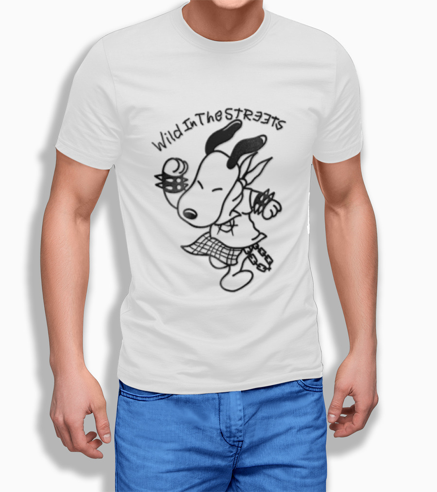 Snoopy Wild In The Streets Cartoon Dog Spiked Wristbands Plaid T-Shirt