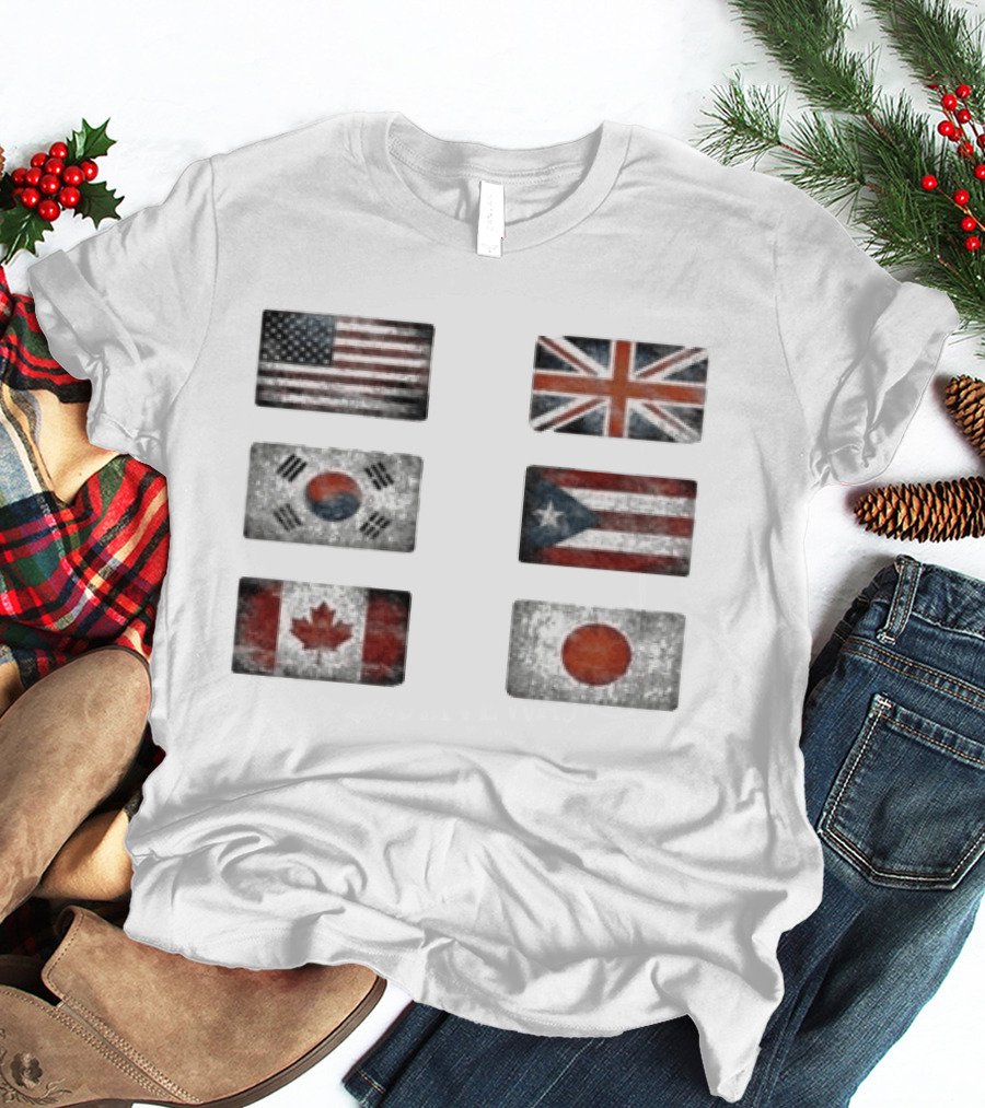 Stealthny Floor 914 World Tour United States United Kingdom South Korea Puerto Rico Canada Japan Flags T-Shirt