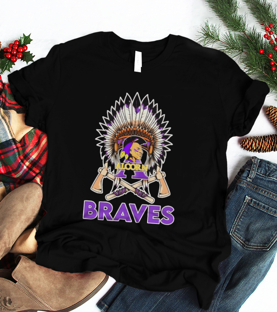 Alcorn State Braves 2026 Native Heritage Feathered Headdress And Axes T-Shirt